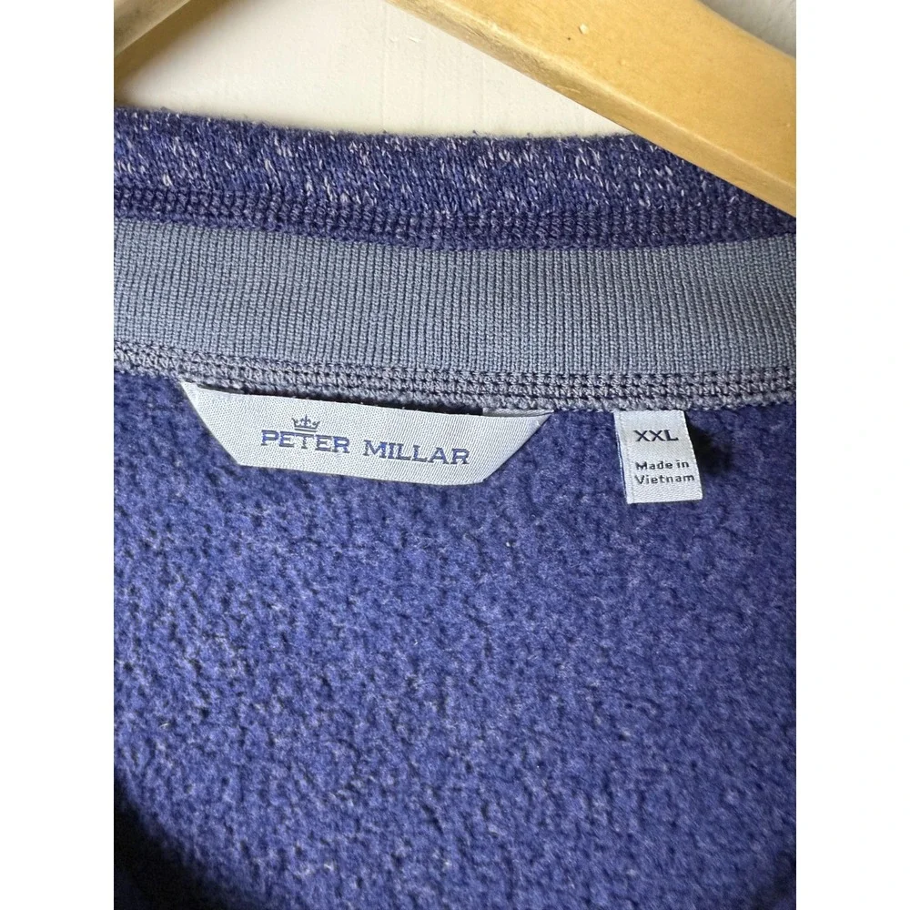 Peter Millar Flecked Fleece Quarter Zip Pullover Sweater Mens 2XL Blue